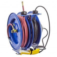 Coxreels C-L350-5016-D Dual Purpose Spring Rewind Reels 3/8inx50ft 300PSI; Fluorescent Angle Light 50ft cord 16 AWG